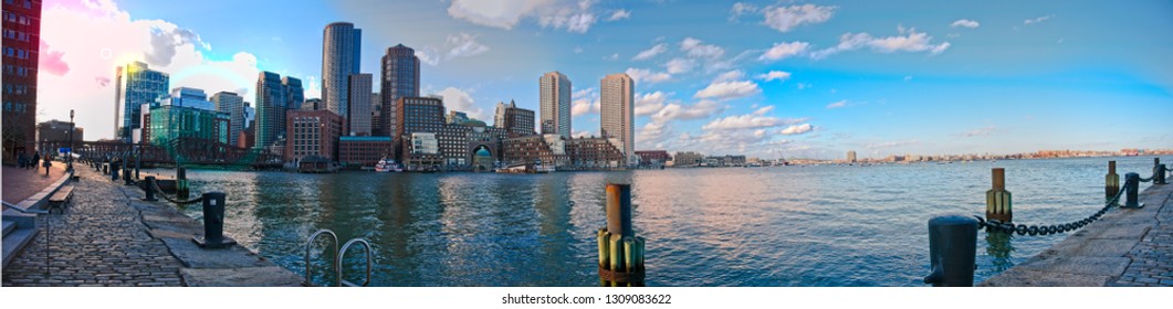 Panorama Of Downtown Boston From Seaport