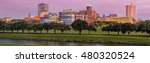 Panorama of Downtown Fort Worth and Trinity River at Twilight - DFW North Texas