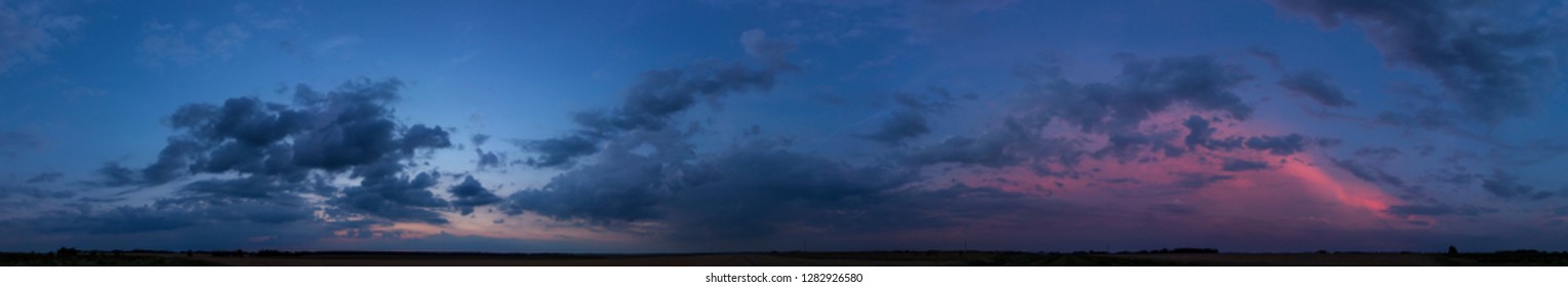 
Panorama Of Dramatic Sunset Sky With Clouds