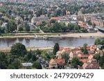 Panorama of Dresden Loschwitz with the Blue Wonder and paddle steamer