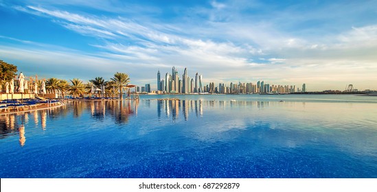 Panorama of Dubai Marina Skyline, United Arab Emirates