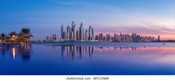 Panorama of Dubai Marina at sunset - Shutterstock ID 687119689