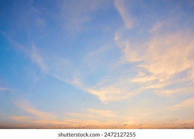 Panorama of evening sky with clouds. sunset Sky background, Sunrise sky with lighted clouds. Beauty evening sunrise over sea - Powered by Shutterstock