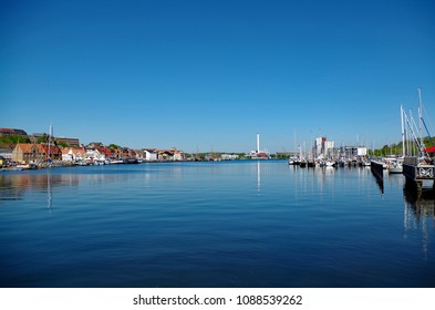 panorama of Flensburg harbor