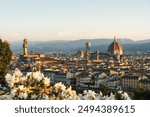 Panorama of Florence at sunrise from Michelangelo Square. The best view in the world.