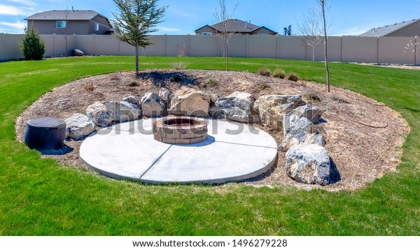 Panorama Frame Circular Fire Pit Surrounded Nature Parks