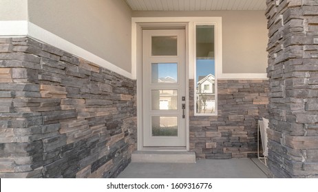 Panorama Frame Glass Entrance Door To A Modern Home