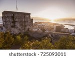Panorama of Gibraltar at sunset. Gibraltar, Gibraltar.