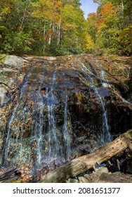 Panorama of the Glen Burney Falls in October on the Glen Burney hiking trail in Blowing Rock, North Carolina