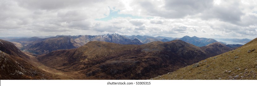 A Panorama Of The Glencoe Mountains From Stob Ban, Near Fort William, Scotland