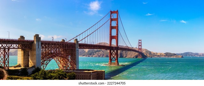 Panorama of  Golden Gate Bridge in San Francisco, California, USA - Powered by Shutterstock