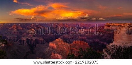 Panorama of Grand Canyon National Park at sunset, Arizona, USA