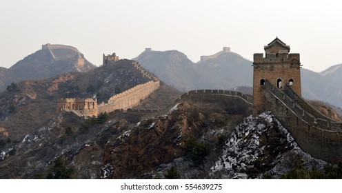 Panorama of the Great Wall of China in the snow