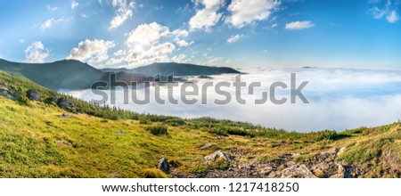 Similar – Foto Bild Grüne Berge in den Wolken