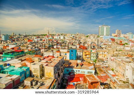 Panorama of Havana city Vedado District, aerial view