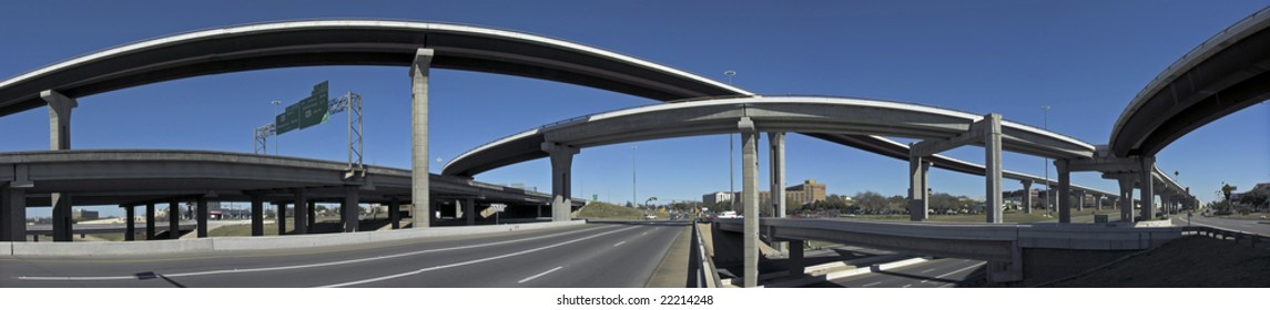 panorama of highway interchange in Austin, Texas
