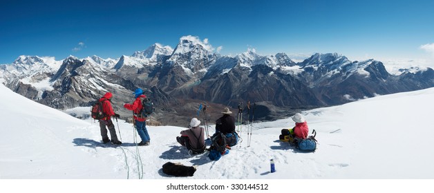 Panorama Of Himalayas Near The Summit Of Mera Peak, Nepal