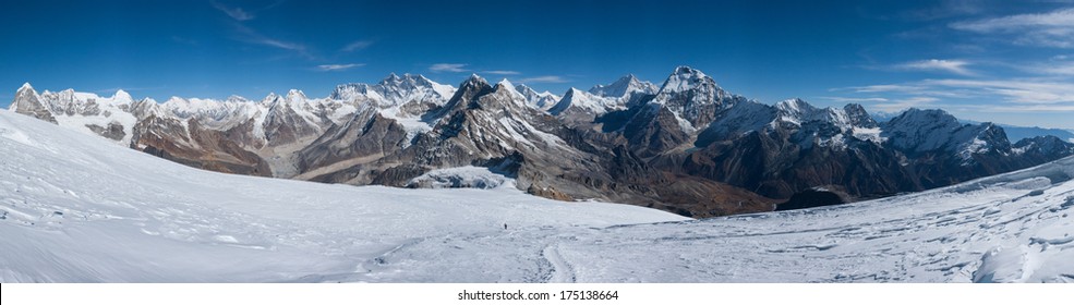 Panorama Of Himalayas View From Near Mera Peak Summit, Nepal