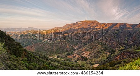 Panorama of the Hollywood Hills and Sign - Los Angeles California
