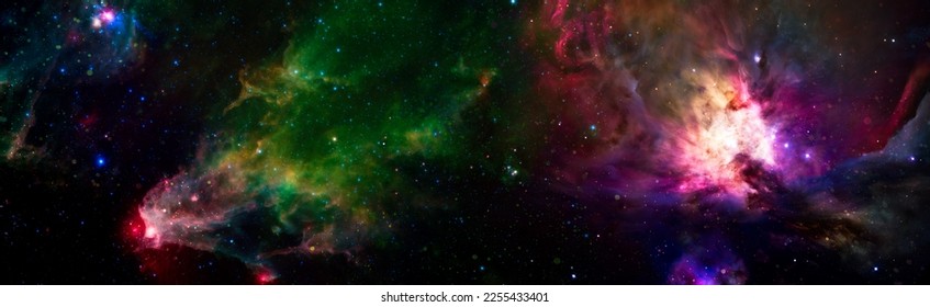 Panorama. Horizontal view for a glass panels . Template banner , Elements furnished by NASA . - Shutterstock ID 2255433401