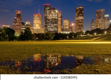 Panorama Of Houston At Night. Houston, Texas, USA.