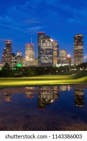 Panorama Of Houston At Night. Houston, Texas, USA.