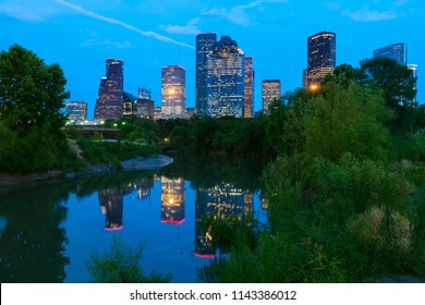 Panorama Of Houston At Night. Houston, Texas, USA.