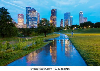 Panorama Of Houston At Night. Houston, Texas, USA.