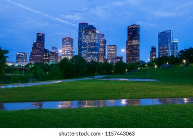 Panorama Of Houston At Night. Houston, Texas, USA.