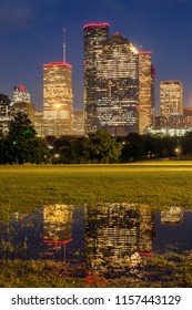 Panorama Of Houston At Night. Houston, Texas, USA.