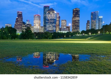 Panorama Of Houston At Night. Houston, Texas, USA.