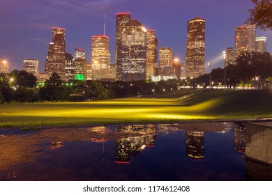 Panorama Of Houston At Night. Houston, Texas, USA.