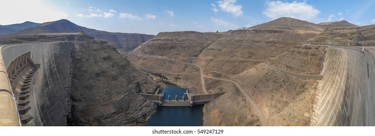 Panorama Of Hydroelectric Katse Dam Power Plant In Lesotho, Africa