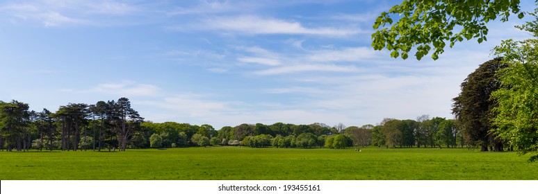Panorama of Idyllic Phoenix Park in Dublin Ireland