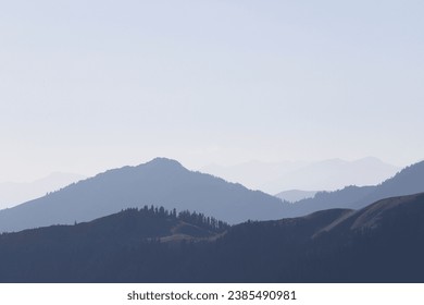 Panorama illustration of mountain ridges. Atmospheric perspective..turkey