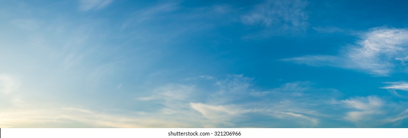 Panorama Image Of Blue Clear Sky On Day Time For Background Usage.