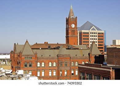 Panorama Of Indianapolis. Union Station In The Main Plan.