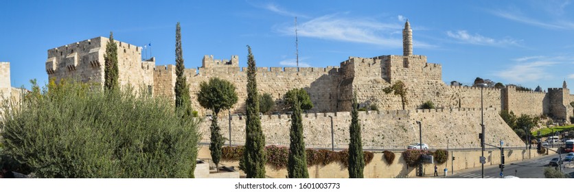 Panorama Of Jerusalem, The Walls Of The Old City. Urban Landscape, What Tourists See.