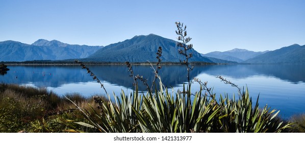 Panorama Of Lake Brunner In South Island NZ