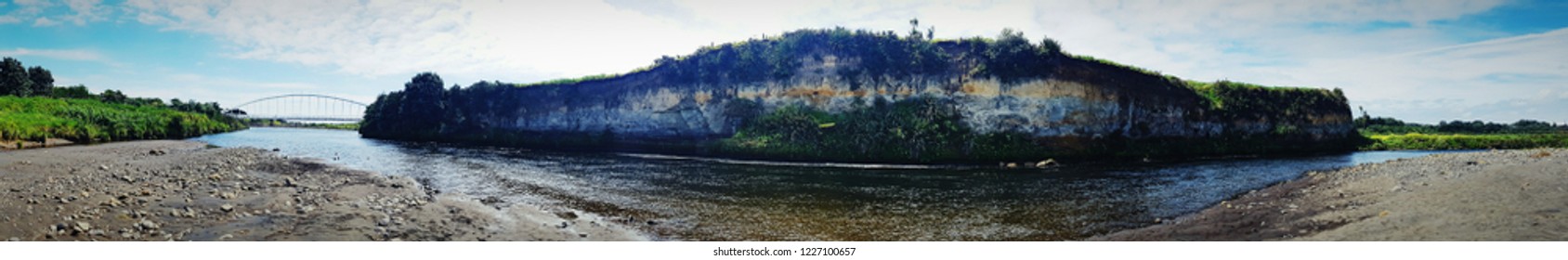 Panorama Landscape With Te Rewa Rewa Bridge New Plymouth, NZ