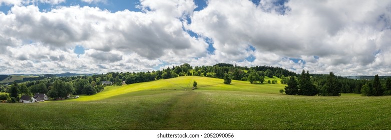 Panorama landscape in the Vysocina Region - Highlands Region with Radek Jaros monument, Czech republic - Shutterstock ID 2052090056