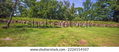 Panorama of the largest grave on the Dolmen site 25a-c known as the Kleinenkneter Stones in Wildeshausen