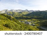 The panorama of the Lechtal Alps, Sankt Anton, Austria	                               