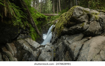 Panorama Looking Down Into Sol Duc Falls In Olympic National Park