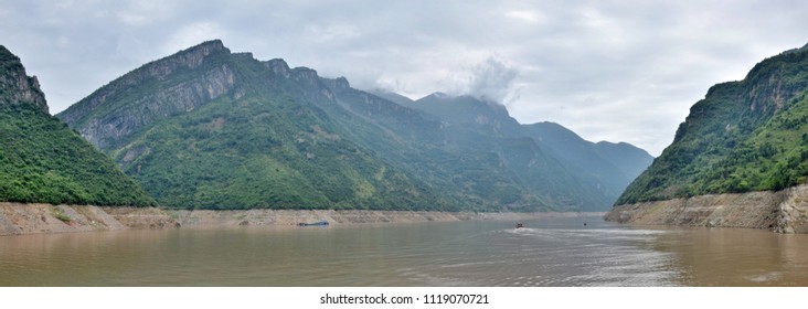 The panorama of majestic Three Gorges and Yangtze River in Hubei province in China.