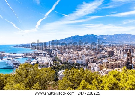 Similar – Image, Stock Photo Malaga, Spain. Panorama Cityscape Elevated View Of Malaga In Sunny Summer Evening. Altered Sunset Sky