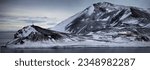 Panorama of McMurdo, Station and Observation Hill; Hut Point, Ross Island, Antarctica; Scott