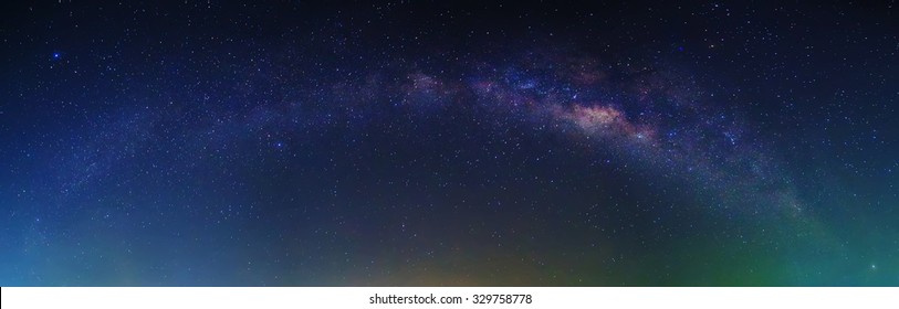 Panorama of Milky Way with stars and space dust at night