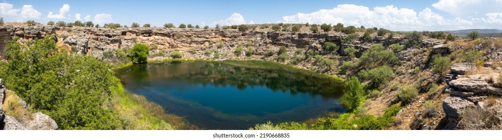 Panorama Of Montezuma's Well Cliff Dwellings, Arizona, Where The Hopi Native Americans Lived