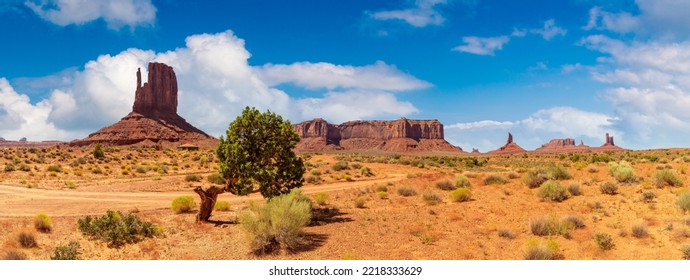 Panorama of Monument Valley a sunny day, Arizona, USA - Powered by Shutterstock